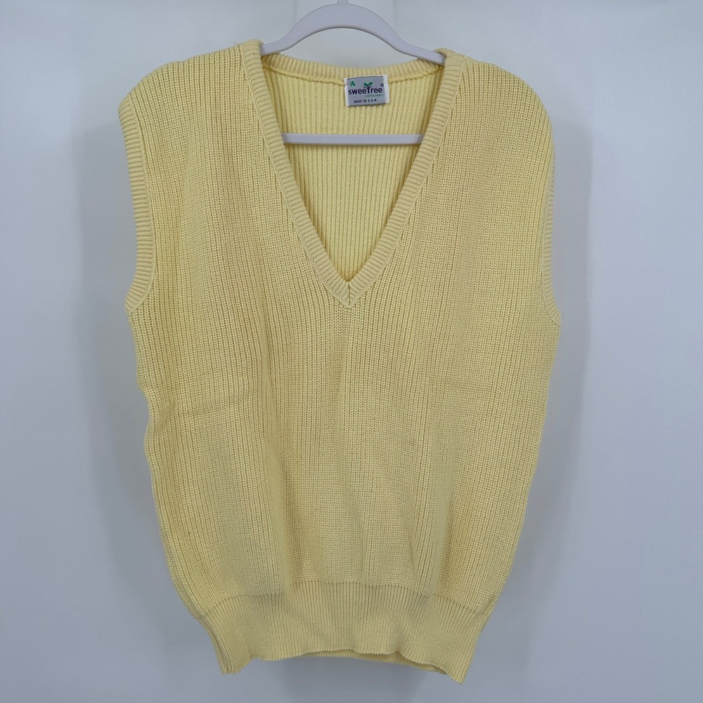Sweet Tree Mens Vintage Sweater Vest Sz M Old Money Prep Yellow Sleeveless Retro